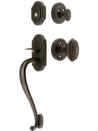Newport Entry Lock Set in Oil-Rubbed Bronze Finish with Grande Victorian Knob and